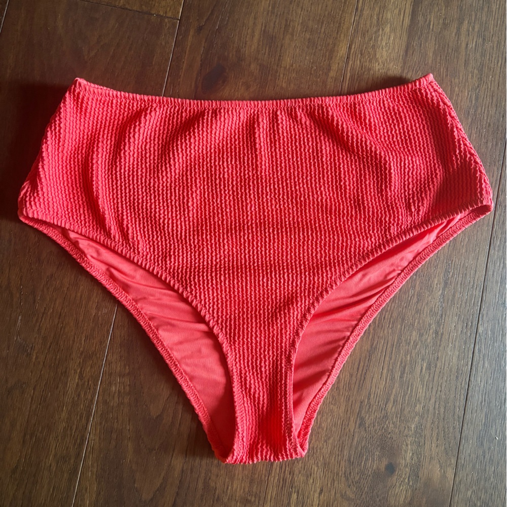 Aerie Coral High Waisted Cheeky Swim Bottoms